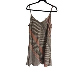 Striped FLAX Linen Short Slip Dress Size L